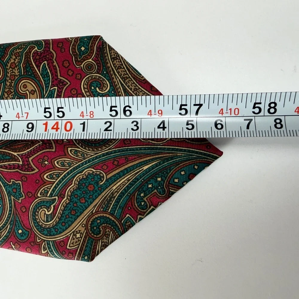 Vintage Brownstone Paisley Maroon Teal Italian Fabric‎ Silk Tie USA